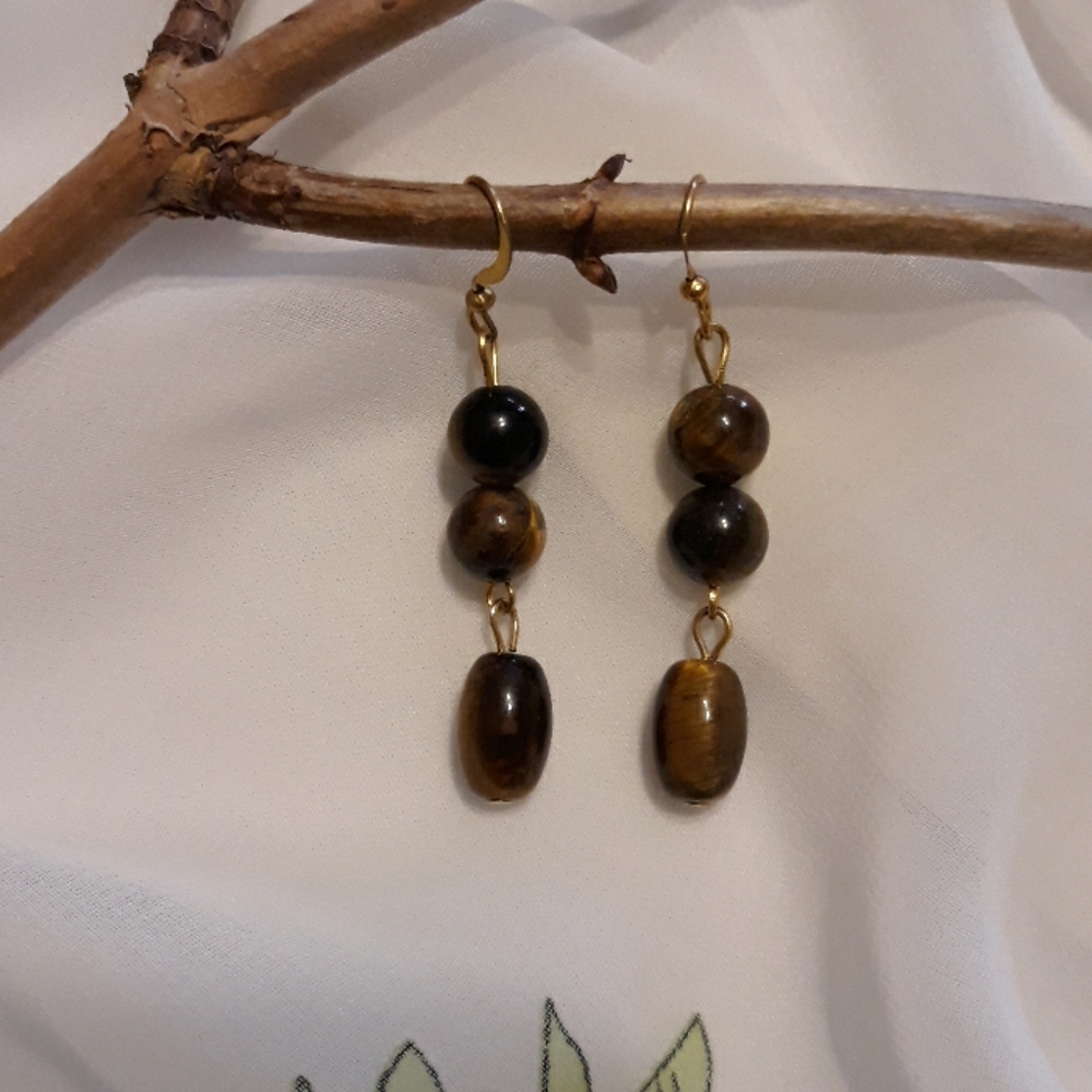 Tiger  Eye Drop Earrings